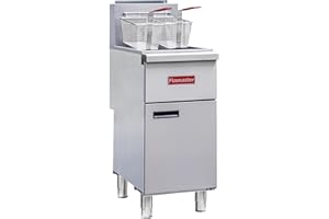 CHUMART Commercial Gas Floor Fryer with 2 Baskets, 120000 BTU Natural Gas Fryer-Only Commercial Use, 4 Heating Tubes, 55 lb Oil Capacity Deep Fryer for Restaurants, Fast Food, Food Trucks