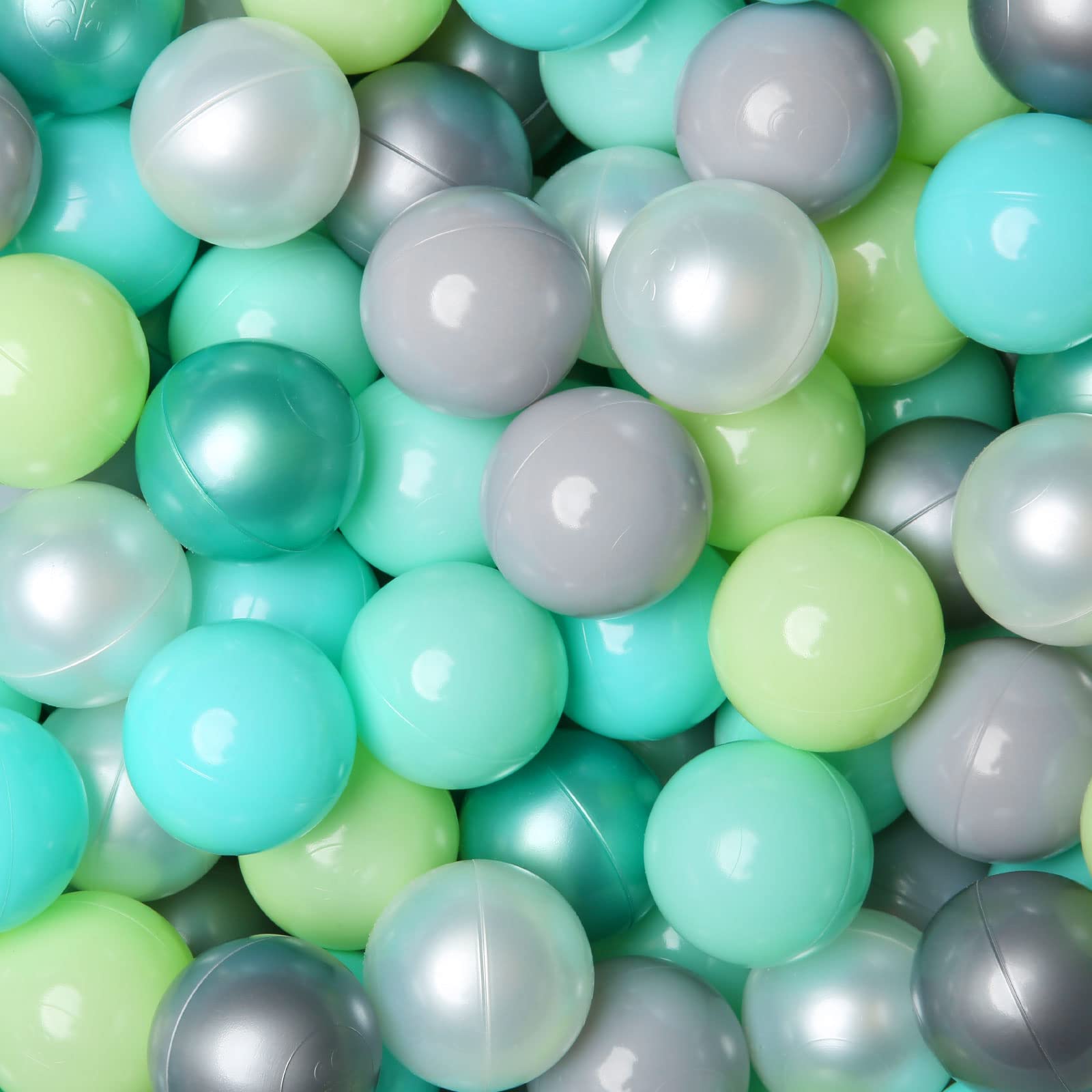 Photo 1 of GOGOSO Ball Pit Balls for Toddles Kids Plastic Ballpits Accessories Crush Proof Durable Fun Shape Play Baby Bath Toys,2.15inch 100count Green+Gray+White