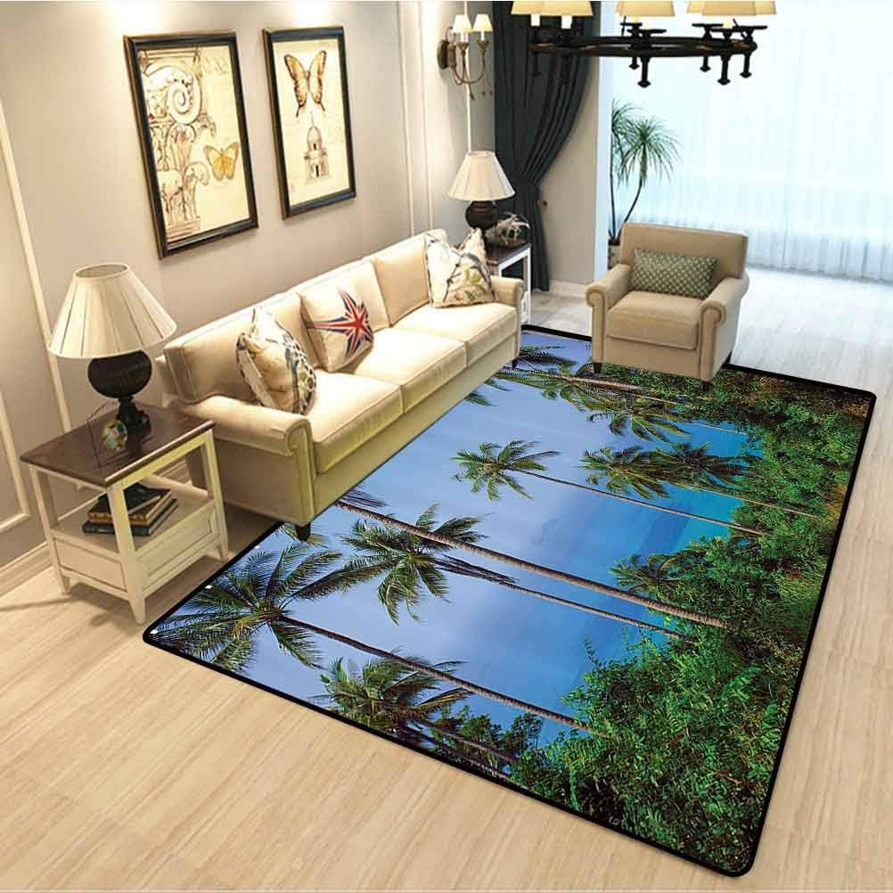 Palm Tree Decor Carpet for Kitchen，Carpet mat Ocean Scene