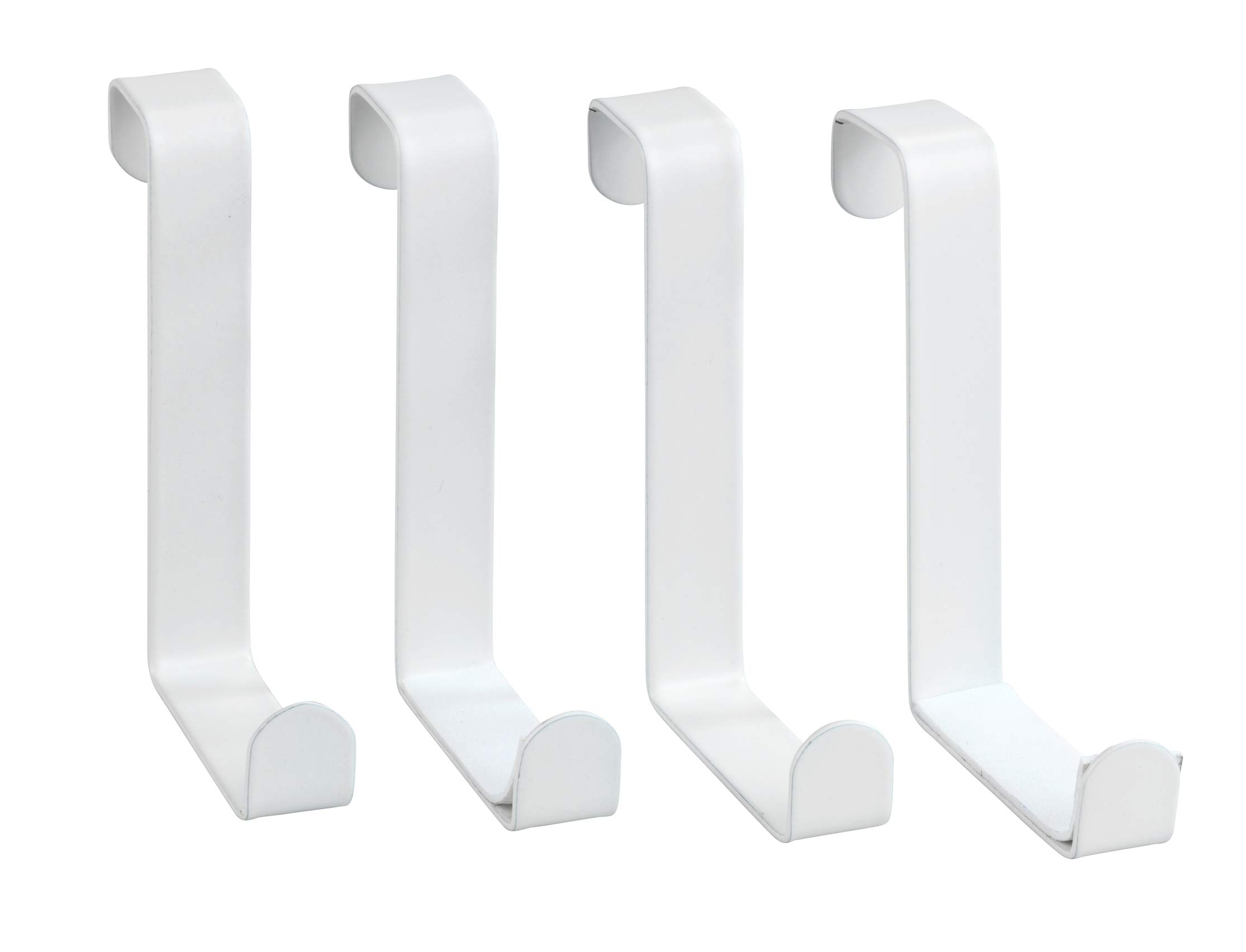 WENKO Door hooks set of 4, coat hooks for the door in the bathroom or kitchen, 7.6 x 1.2 x 6 cm, matt white