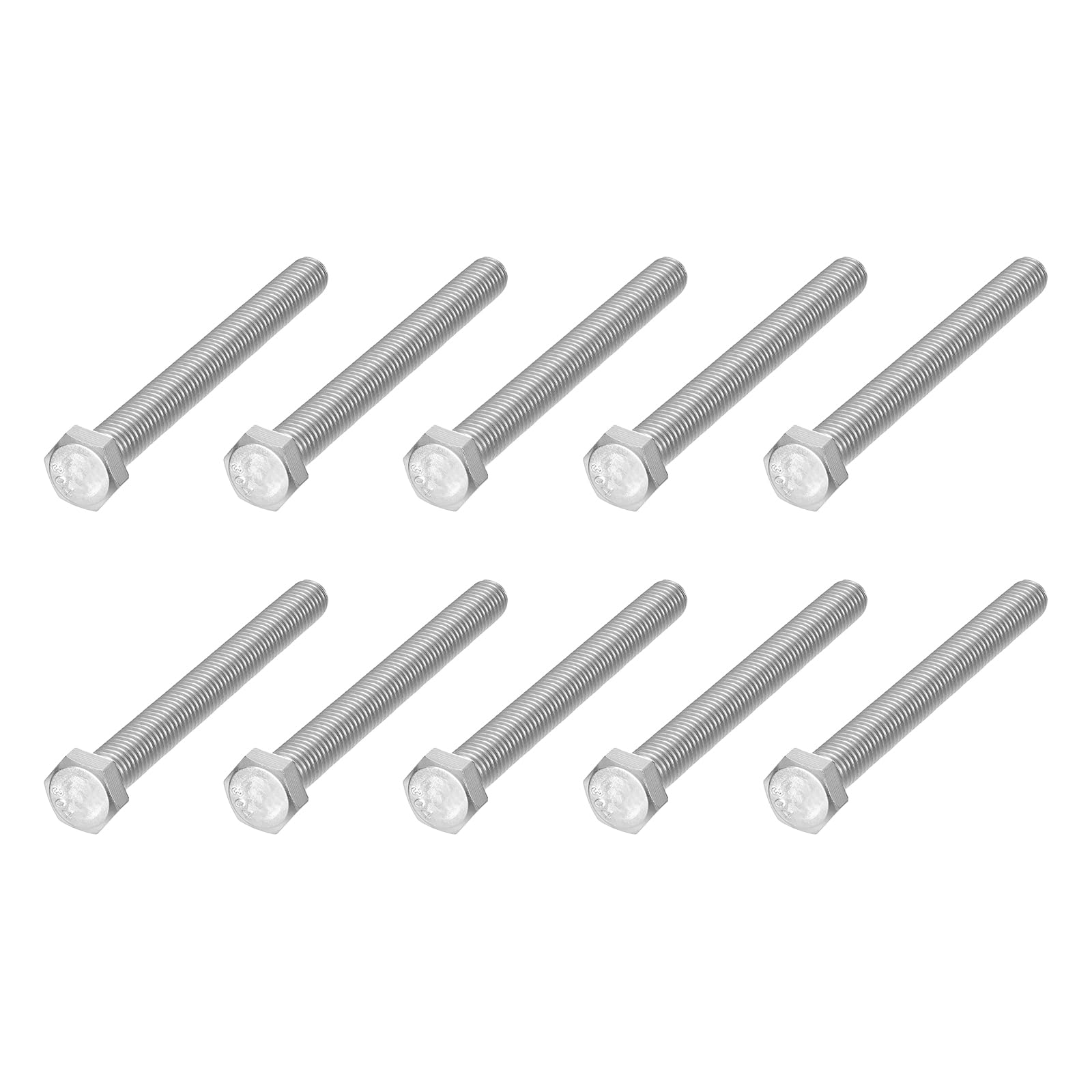 METALLIXITY Hex Head Bolts (5/8-11 x 6") 10Pcs, 304 Stainless Steel 18-8, Fully Threaded, External Hex Drive, Plain Finish, Hex Head Screw Bolt, Silver