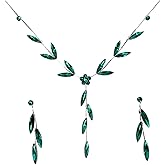 Faship Gorgeous Rhinestone Crystal Floral Necklace Earrings Set