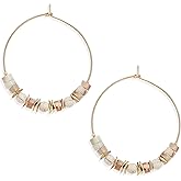Frigotine Natural Stone bead Hoop Earrings for Women, Boho Trendy Summer Beach Jewelry Gift