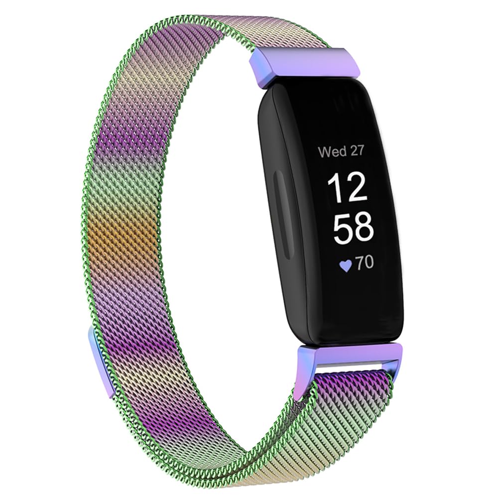 Moydolo Women Men Stainless Steel Metal Mesh Replacement Wristband Compatible with Fitbit Inspire/Inspire HR/Inspire 2/Ace 2, Small