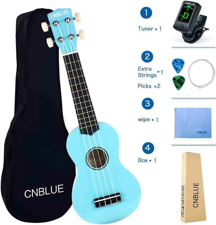 Soprano Ukulele 21 pulgadas para principiante Hawai Ukulele con kit de