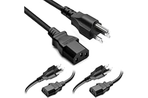 HYTEK Power Cord (1.5m/5ft, 3-Pack) 3 Prong (NEMA 5-15P to C13) 10A 125V 18AWG, Replacement Power Cord for Computer, TV Monit