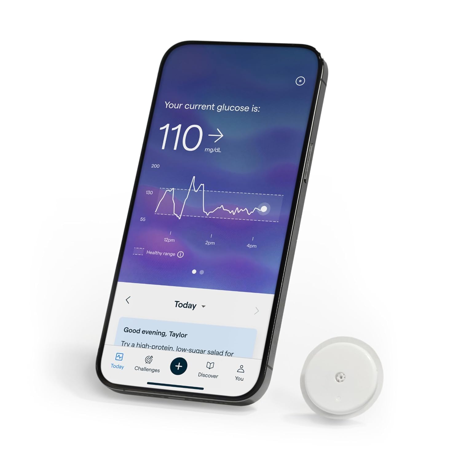 Photo 1 of Lingo Continuous Glucose Monitor (CGM) & App. Made by Abbott. Know the impact of what you eat. 1 Lingo biosensor lasts up to 14 Days*. Designed for iPhone 11 device or Later. US Only.