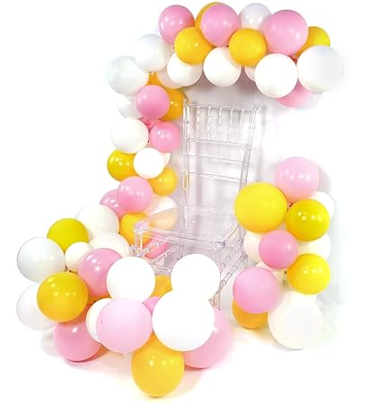 Partywoo Pink Yellow Balloons 100 Pcs 10 Inch Baby Pink Balloons Yellow Balloons White Balloons Princess Belle Party Balloons Beauty And The Beast
