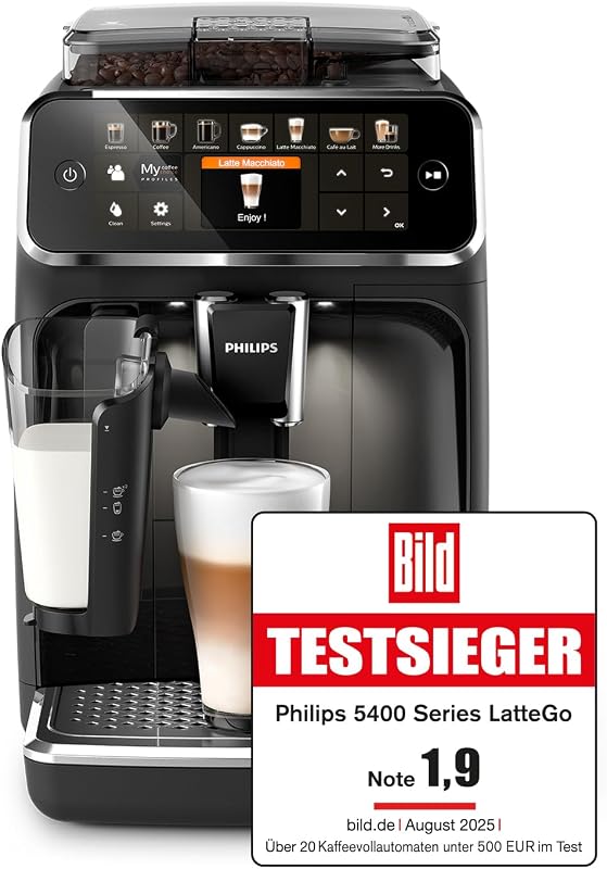 Kaffeevollautomat LatteGo 5400 Serie, Schwarz, 12 Spezialitäten