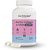 Zen Principle Marine Collagen Peptides Powder with OptiMSM® Supplement. Clinically Tested for Skin Support. Wild-Caught Fish, Non-GMO. 210 Capsules.