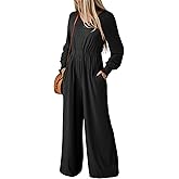 Dokotoo Lantern Long Sleeve Jumpsuit Wrapped V Neck Elegant for Womens Dressy Casual 2024 Fall One Piece Romper Outfits