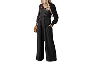 Dokotoo Lantern Long Sleeve Jumpsuit Wrapped V Neck Elegant for Womens Dressy Casual 2024 Fall One Piece Romper Outfits