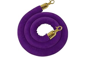 SHANGHH 5 Feet Purple Velvet Hanging Ropes with Gold Color Plated Hooks Crowd Control Stanchion Ropes fit for Movie Theaters,Church,Restaurants,Hotels,Grand Openings, Concert venues, Trade Shows (1PCS)