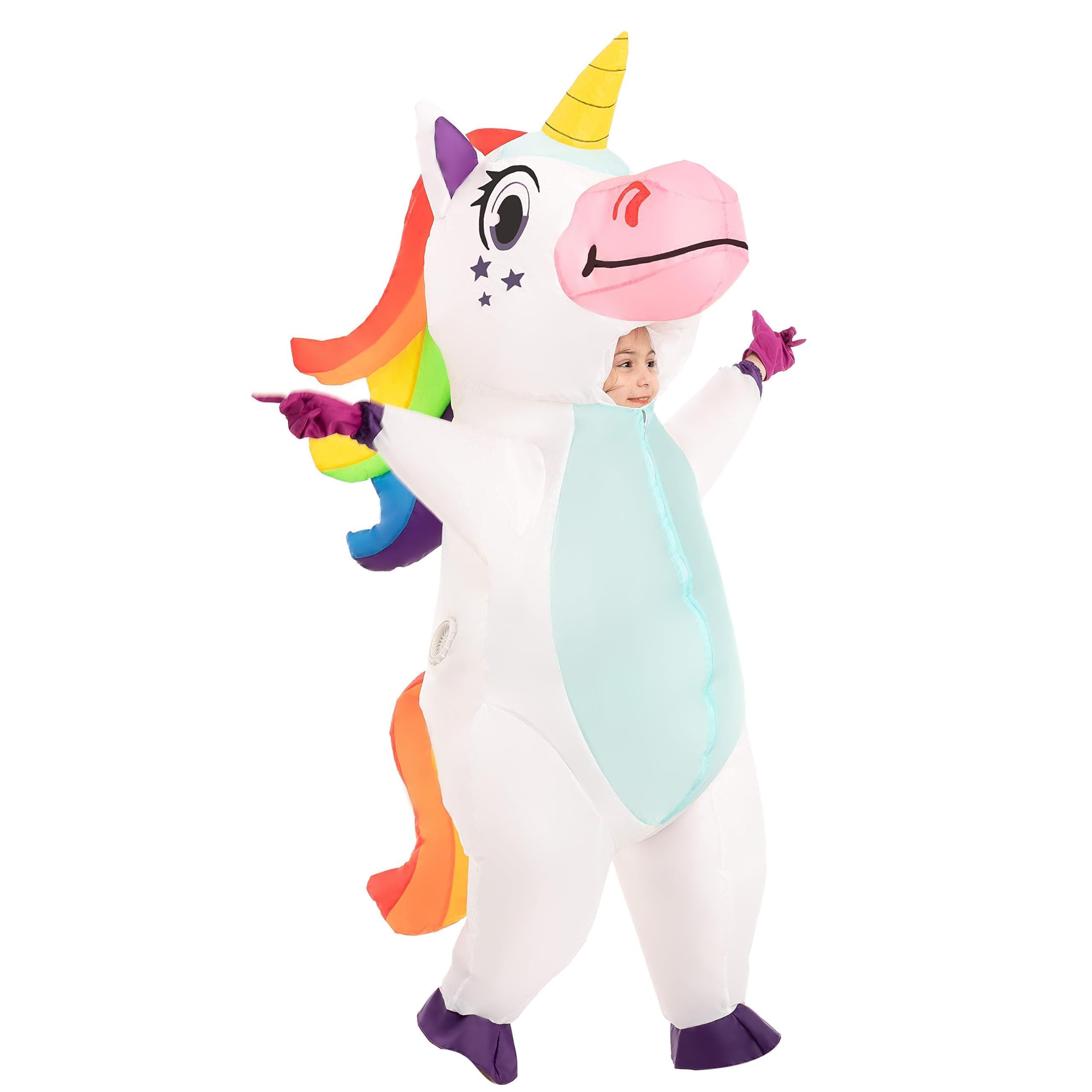 Photo 1 of Spooktacular Creations Kids Inflatable Halloween Costume, Full Body Unicorn Costume, Unicorn Air Blow Up for Girls Dress Up Parties(White, Child 7-10yrs)