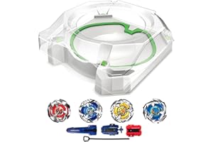 Esste Bey Battling Top Stadium BX-10 Blade Battle Set, 4 Metal Fusion Spinning Tops 2 Launchers 1 Arena Combat Game, Toy Gift for Kids Boys Ages 6+ (BX-05 06 07 08)