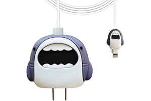 KIRDEIVY Cute Protective Case Compatible with Apple 20W USB-C Adapter Charger, 3D Cartoon Protective Cover, Protector Sleeve for iPhone Charger (Cute Shark)