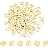 UNICRAFTALE 100Pcs 18K Gold Plated Spacer Beads Flat Round Square Spacer Beads Small Disc Beads Metal Beads Smooth Square Bracelet Beads for DIY Jeweley Making 1.2mm Hole