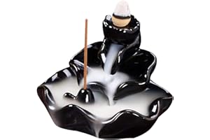 Backflow Incense Burner Ceramic Waterfall Incense Burner Waterfall Fountain with Small Holder for Relaxation, Yoga, Purificat