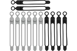 Kichvoe 12pcs Silicone Cable Cord Organizer Ties for Wire Management, Sturdy Rubber Cable Wraps for Indoor