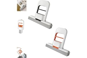 PSDEROUL Mini Foldable Desktop Mop,Mini Sponge Mop,Wet and Dry Use Cleaning System, Mini Portable Mop -Self Squeezing Wet DryMop,Mini Cleaning Sponge Mop (Black+Orange-2PCS)