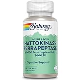 SOLARAY Nattokinase Serrapeptase Supplement - Enteric Coated - 3000 FU Nattokinase Supplement - Circulation, Cardiovascular, Sinus Support - Lab Verified, 60-Day Guarantee - 30 Servings, 30 VegCaps