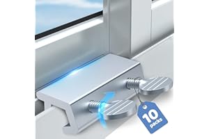 CALDEVER Sliding Window Locks Up and Down Window Security - 10 Set Child Proof Home Safety Glass Vertical Window Stopper Adjustable Aluminum Double Slide Window Lock Guard Kid Patio for Travel AC RV