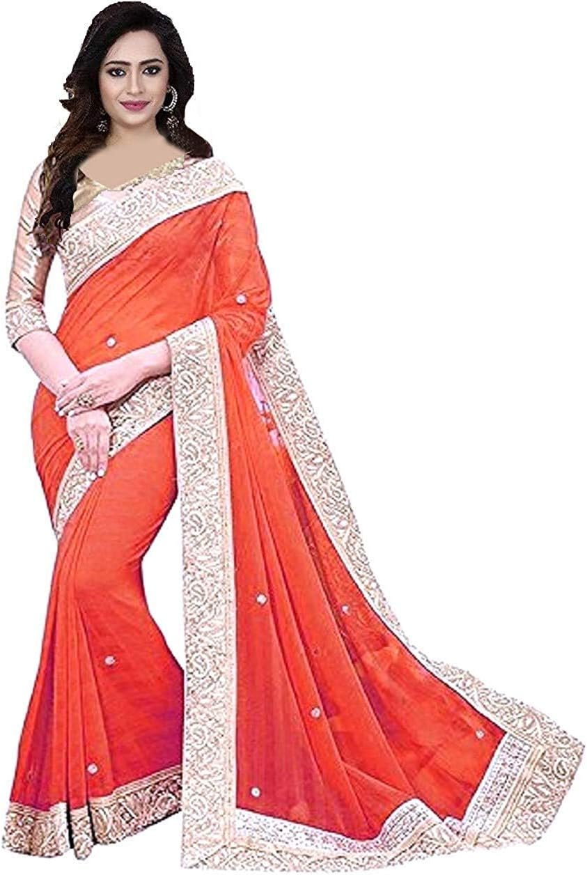 Women's Georgette Sarees With Blouse(pitchpatta)