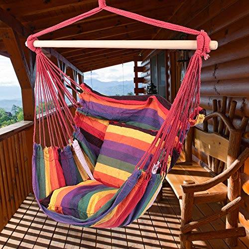 TANKE Canvas Outdoor Hängesessel Sitzkissen Hollywoodschaukel mit Kissen für Camping Garten – Bild 4