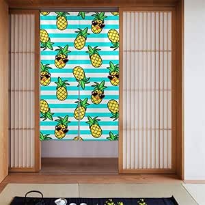 Cortina de puerta de oficina Piña Cara divertida Cortina de dormitorio