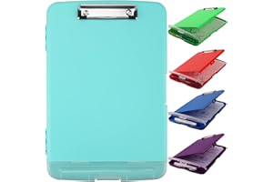 SFLHHDM Clipboards a4 Clip File A4 Binder Storage Nursing Clipboard Plastic Side Opening Box Waterproof PVC Flip Material Document Drawing Pad Clip Organizer File Board Note Office Conference (Blue-Green)