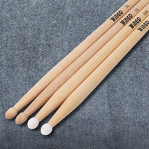 5A/5AN Drum Sticks with Wood Tips or Nylon Tips - WINGO 2 Pack Maple Drumsticks with Carrying Bag Holder - Thumbnail 2