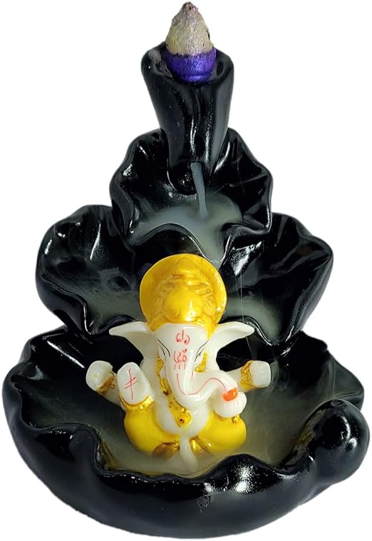 Amazon Com Indian Decor Attire Meditating Microfiber Smoke Ganesha Water Fountain Backflow Incense Burner Statue With 10 Backflow Incense Cone In Incense Sticks For Home Standard Size Multicolour Home Kitchen