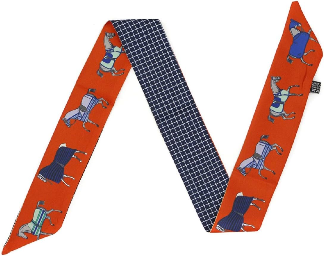 ACVIP Women's Horse Checkered Skinny Mini Neck Scarf Headband Bandeau Handbag Purse Handle Wrap Ribbon