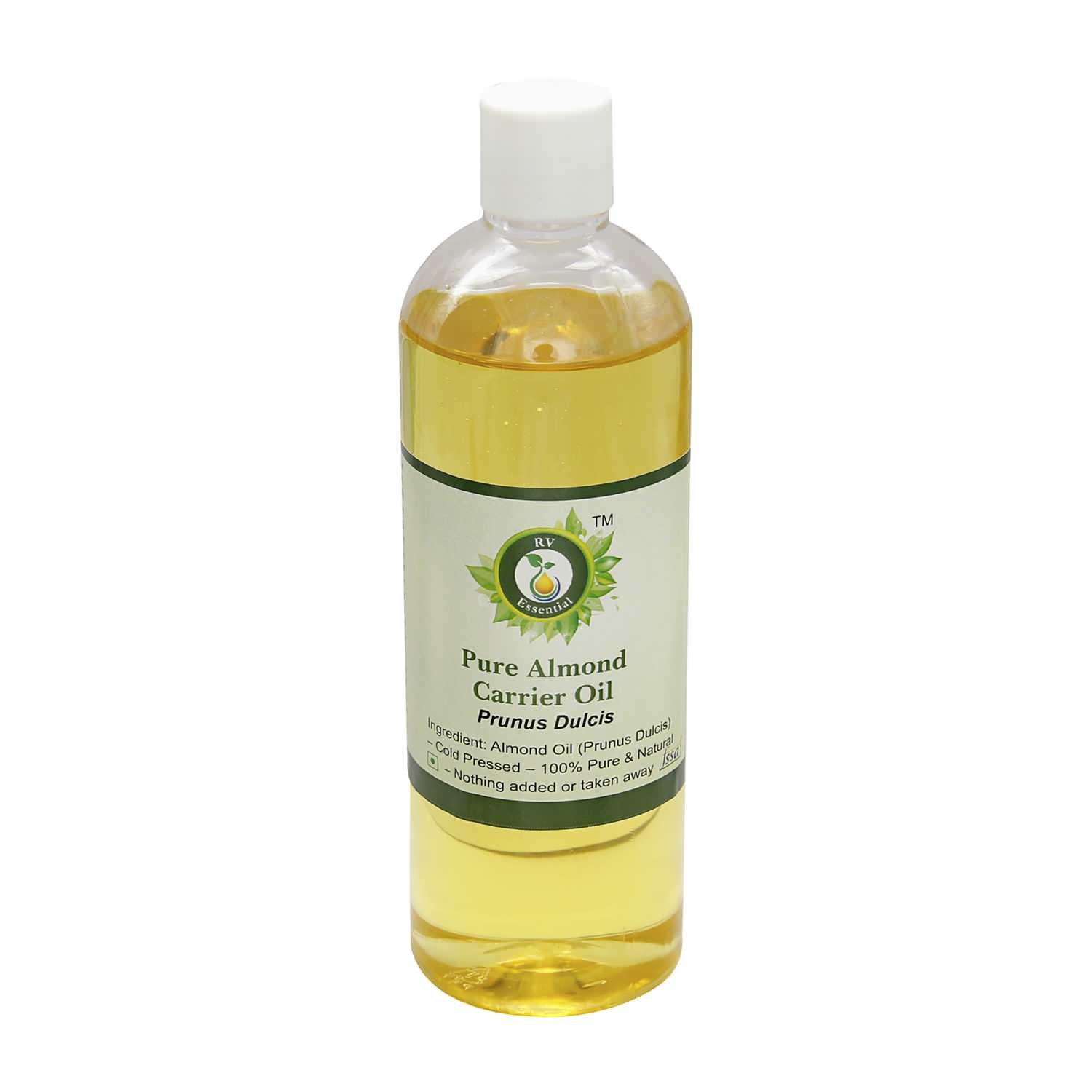 R V Essential Pure Almond Carrier Oil 100ml (3.38oz)- Prunus Dulcis (100% Pure and Natural Cold Pressed)