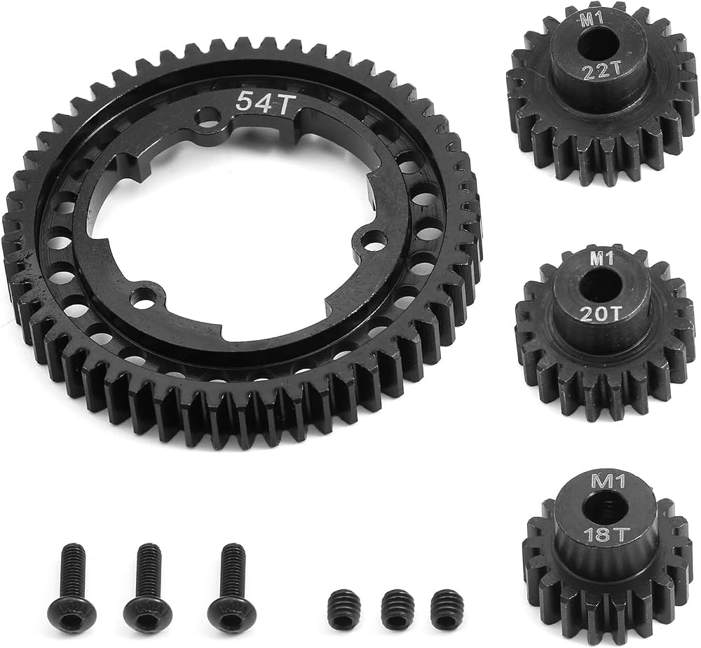 Caruner Steel 54T Spur Gear M1 18T 20T 22T Motor Pinion RC Parts for Traxxas
