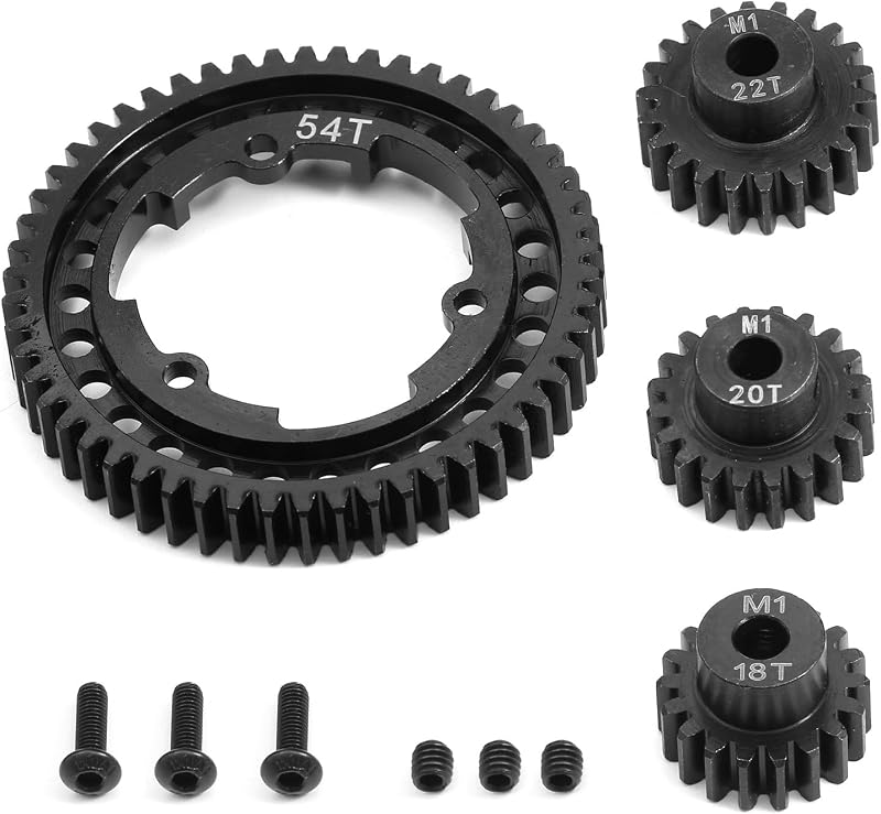 Caruner Steel 54T Spur Gear M1 18T 20T 22T Motor Pinion RC Parts for Traxxas