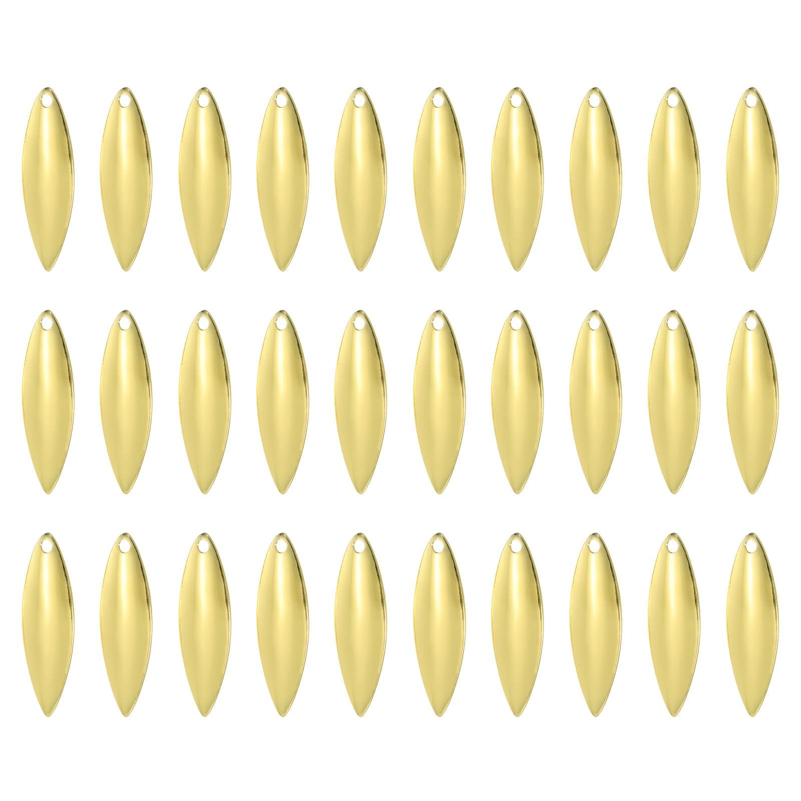 PATIKIL Fishing Lure Blades 1.3x0.4",30 Pack Willowleaf Lure Making for DIY Bait, Golden