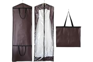 Dress Covers Garment Bags, Large PEVA Transparent Clothes Covers Protecting Dusts, Garment Covers with Two Sturdy Handles Fol