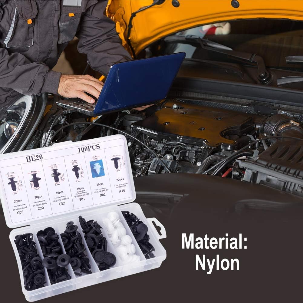 AUMAYCHEER 100pcs Car Screw Universal Rivets Clips Bolt Wheel Arch