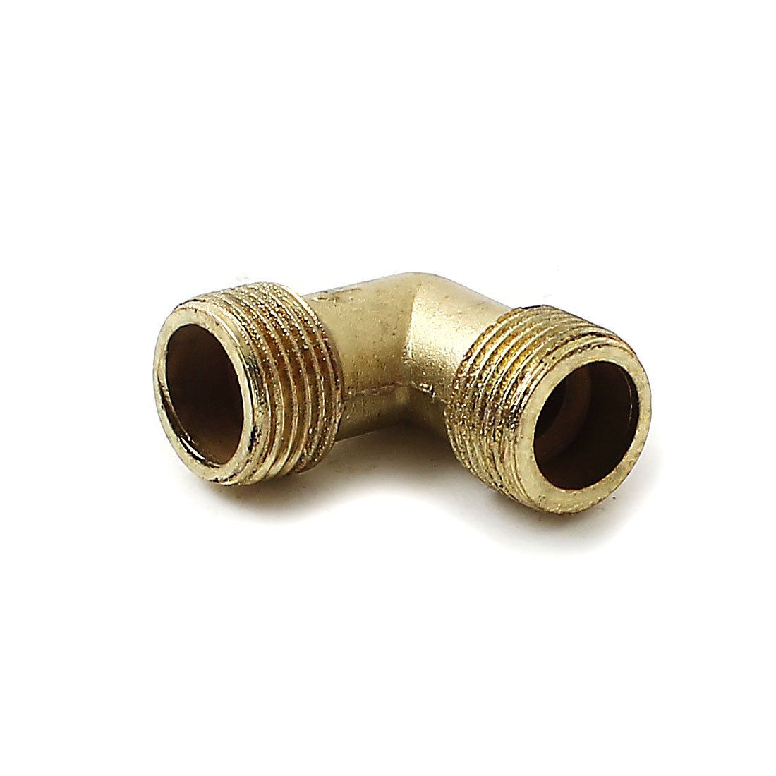 Sourcingmap 3/8BSP Thread Pipe Zinc Alloy Air Compressor Male Elbow Joint Connector Gold Tone
