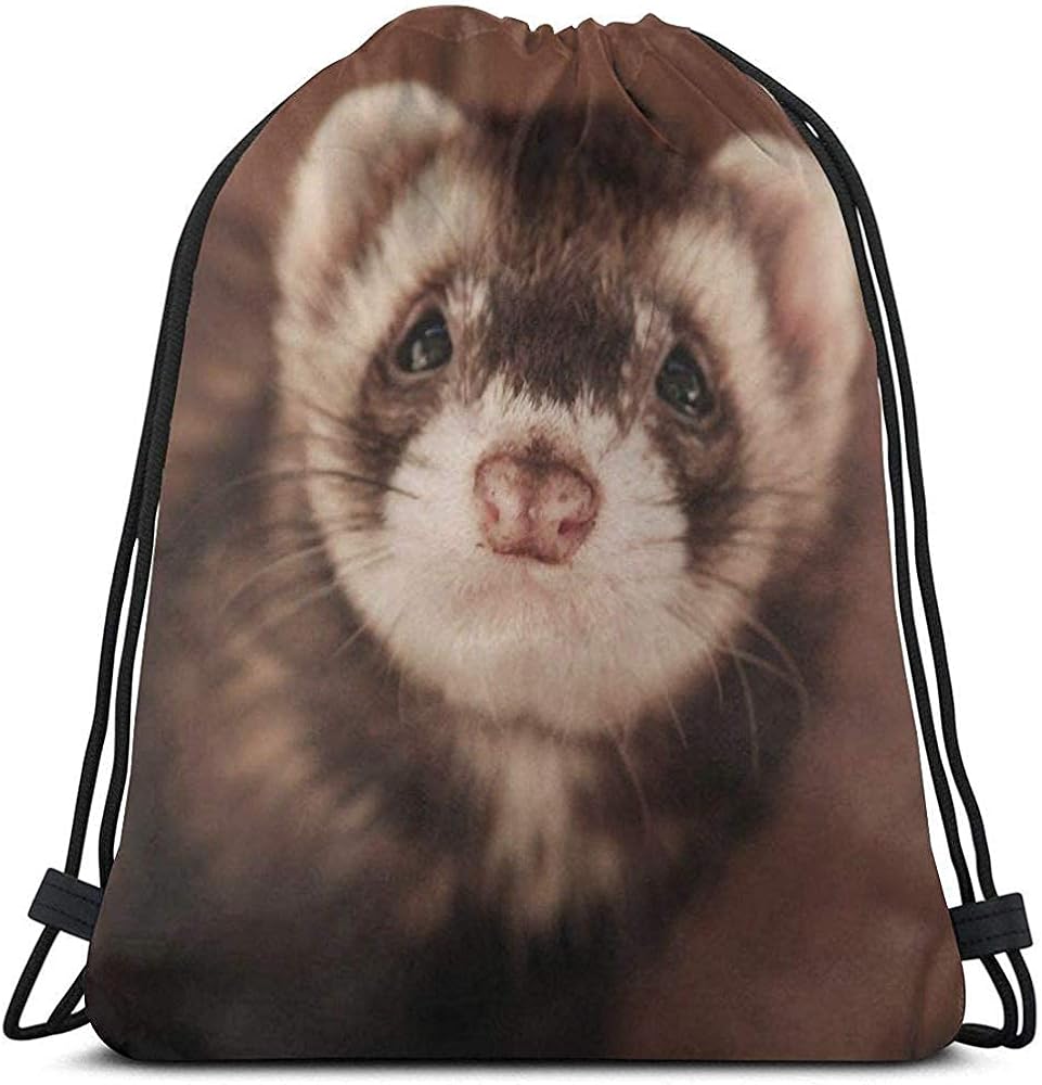 Drawstring Backpack Ferret Brown Face Drawstring Bags Durable Big