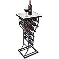 Sorbus Wine Rack Console for Home Bar - Mini Wine Stand with Faux White Marble Table Top - Durable Metal Freestanding Wine Storage Cabinet Shelf - Wine Racks Free Standing Floor Holds 11 Wine Bottles