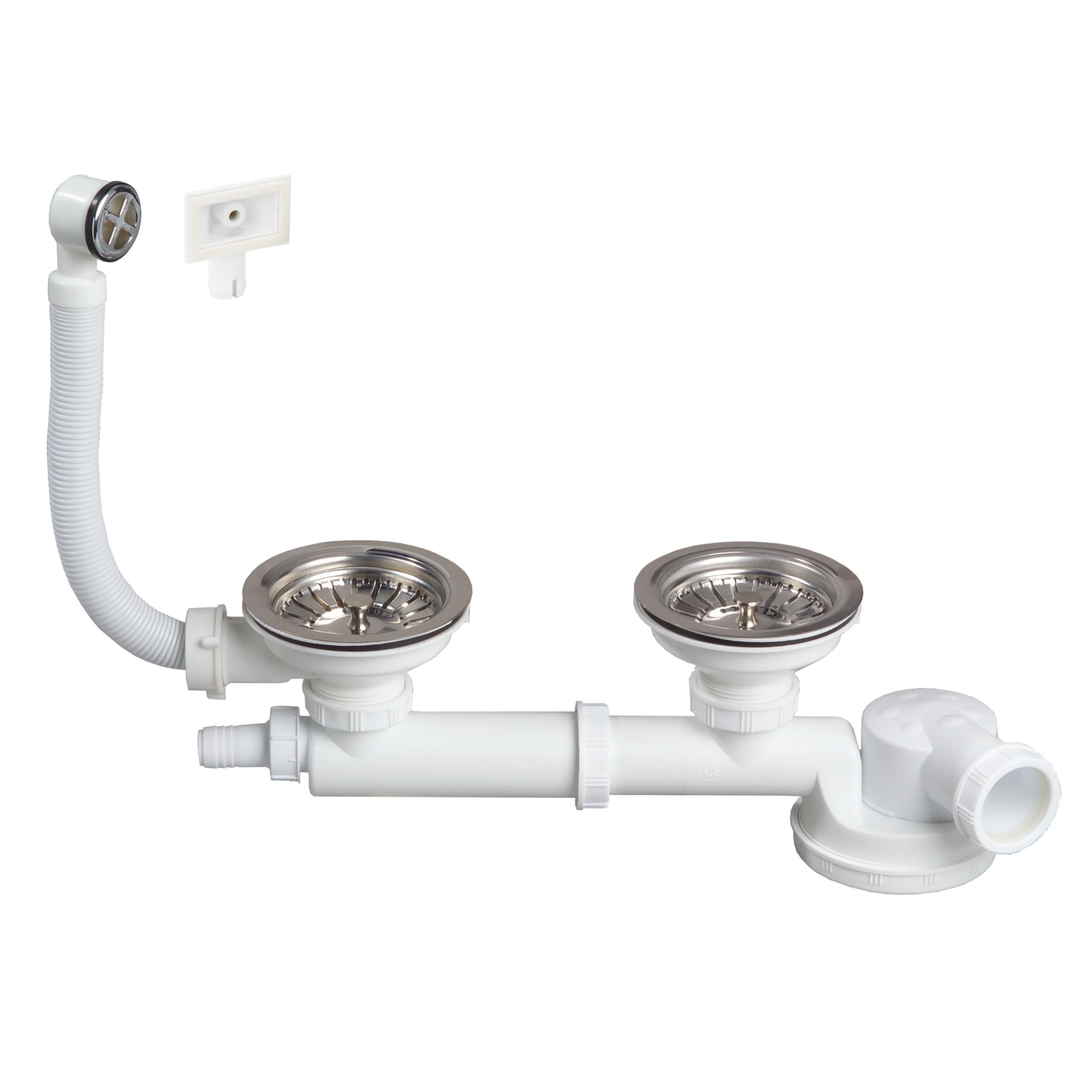 Wirquin 30718722 Space D90 Sink Waste 2 Basins with Waste Basket, White