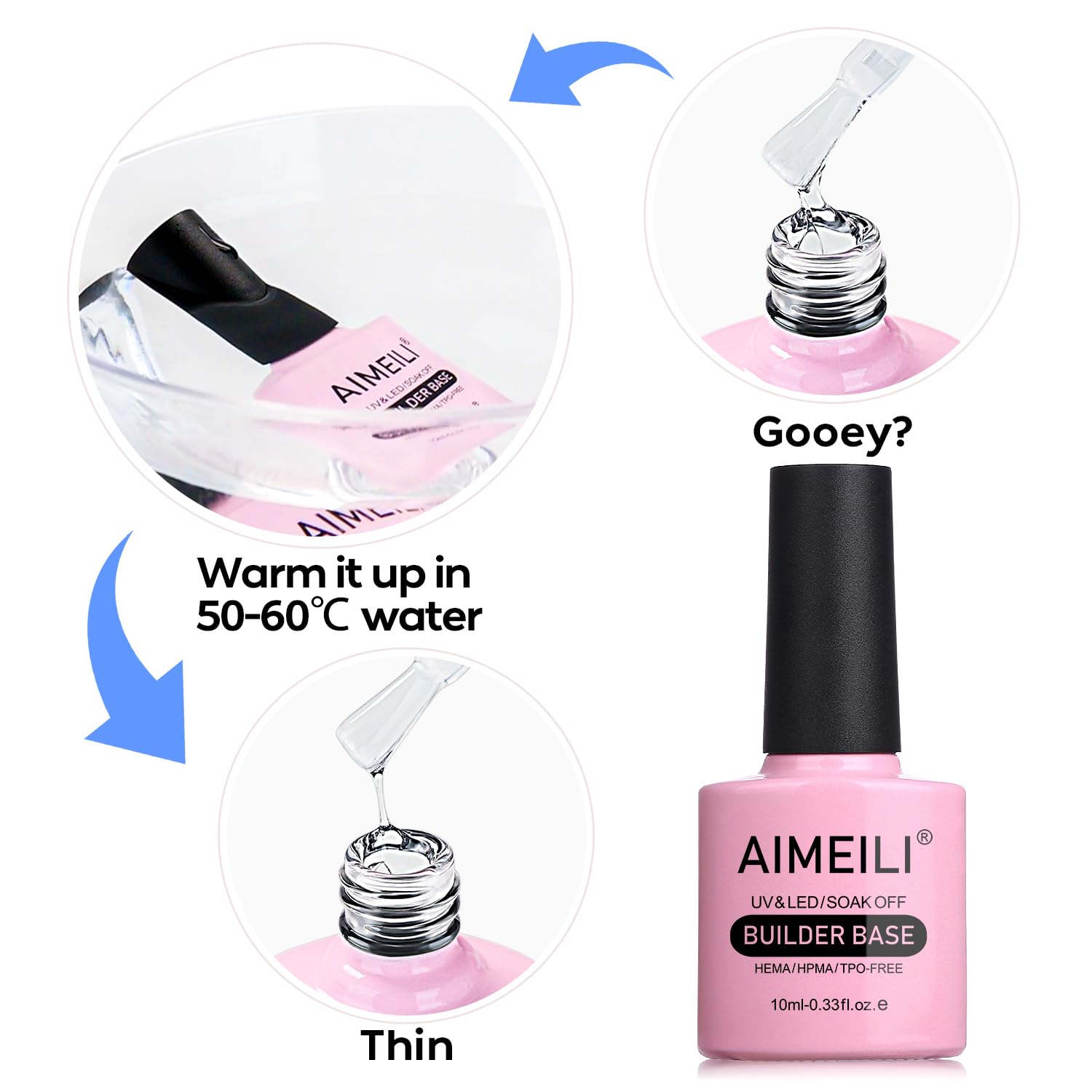 AIMEILI Clear Building Nail Gel Hema Free Builder Base for Nail Repair Nails Extension Nail Strengthen, No Need Slip Solution Quick Extension Gel - Image 7