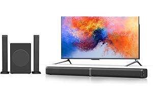 Puxinat 2 in 1 Separable Sound Bar for Smart TV with Subwoofer, Bluetooth 5.0 Surround Sound System for Home Theater, ARC/Optical/Aux/USB TV Speaker, Treble/Bass Adjust, 10 EQ Modes, Remote Included