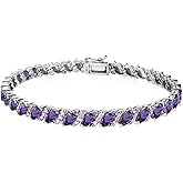 B. BRILLIANT Bracelet for Women, Birthstone Bracelet, Marquise Cut Genuine or Synthetic Gemstone Bracelet, Tennis Bracelet, Sterling Silver Bracelets or Gold Flash Silver Bracelet with Gift Box