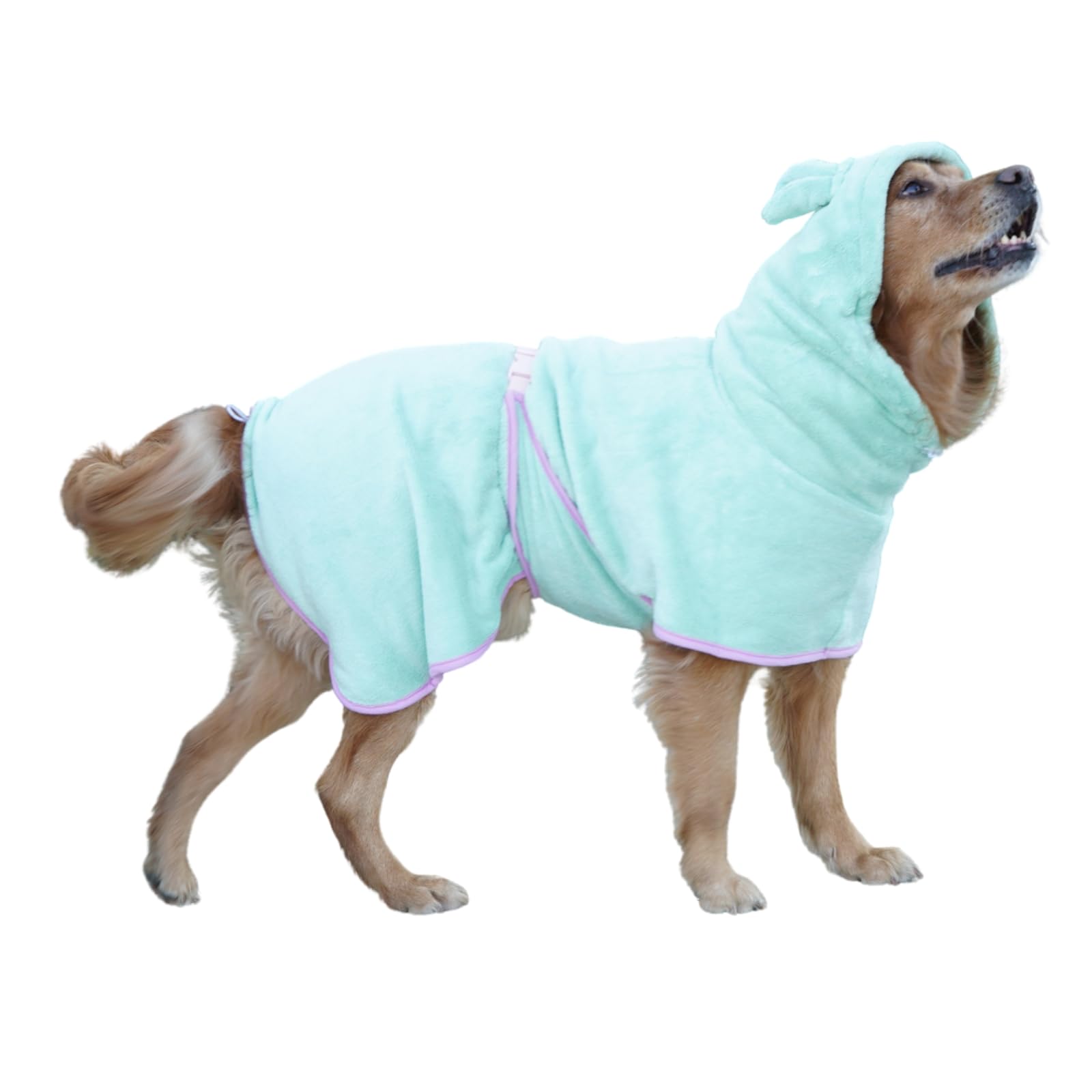 BT Bear Dog Bathrobe,Super Absorbent Dog Quick Drying Microfiber Coat Hooded Bath Towel for Puppy Small Medium Large Dogs(XL,Green)