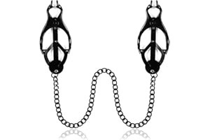Clip Non-Piercing Body Clips Chain Nipple Clamps with Clover Chain Body Jewelry for Women(Black) JI8-B5