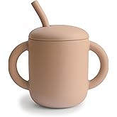 mushie 100% Silicone Training Cup & Straw for Toddlers | 6 Months+ (Natural)