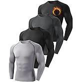 Mexholin 4 Pack Thermal Shirts for Men Long Sleeve Compression Shirts Sim Fit Thermal Underwear Tops for Cold Weather